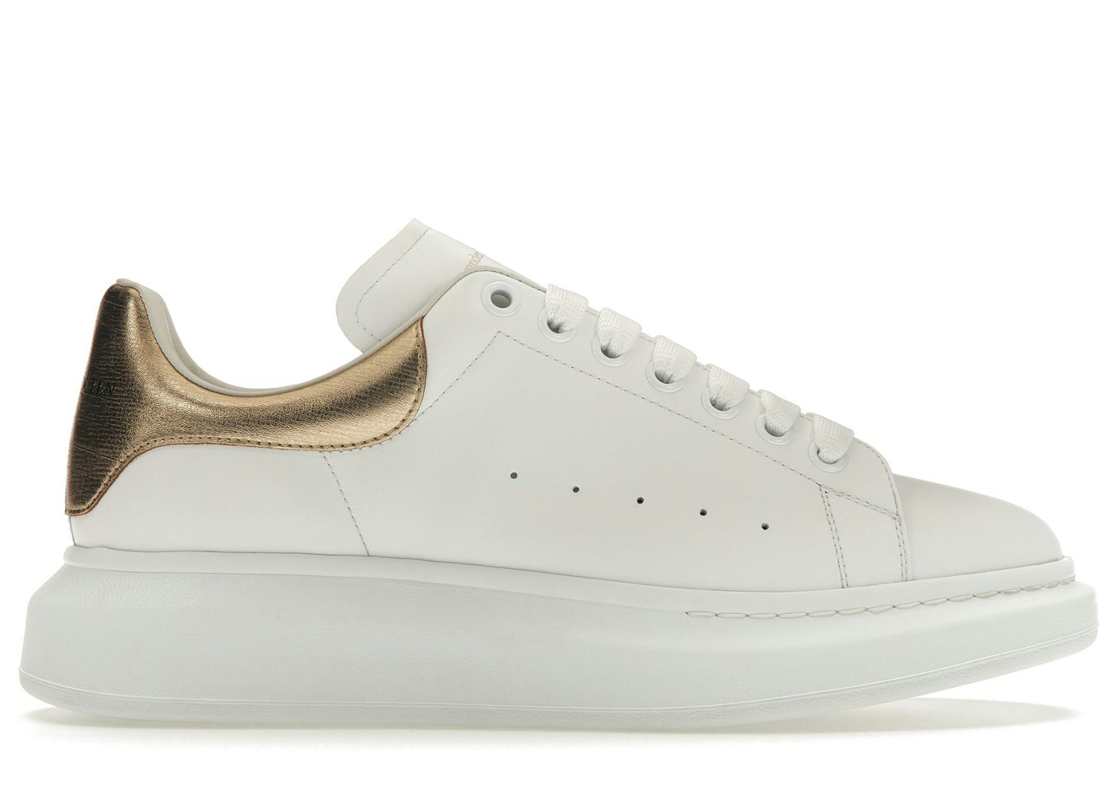 ALEXANDER MCQUEEN White and Gold Oversized Sneakers Sz 38 - ShopperBoard